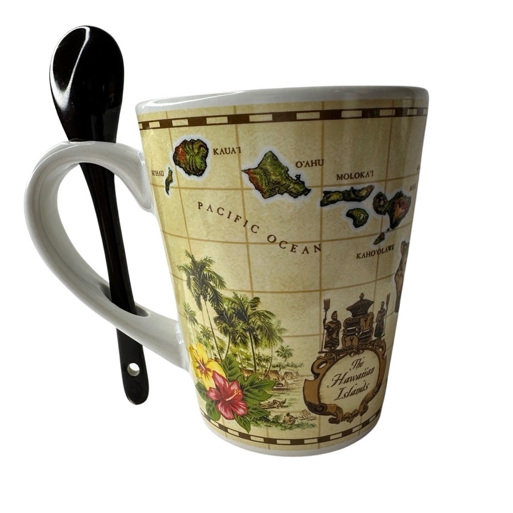 The Hawaiian Islands Coffee Cup w/Spoon (Like New - Excellent Condition) 🌺 - Picture 2 of 6